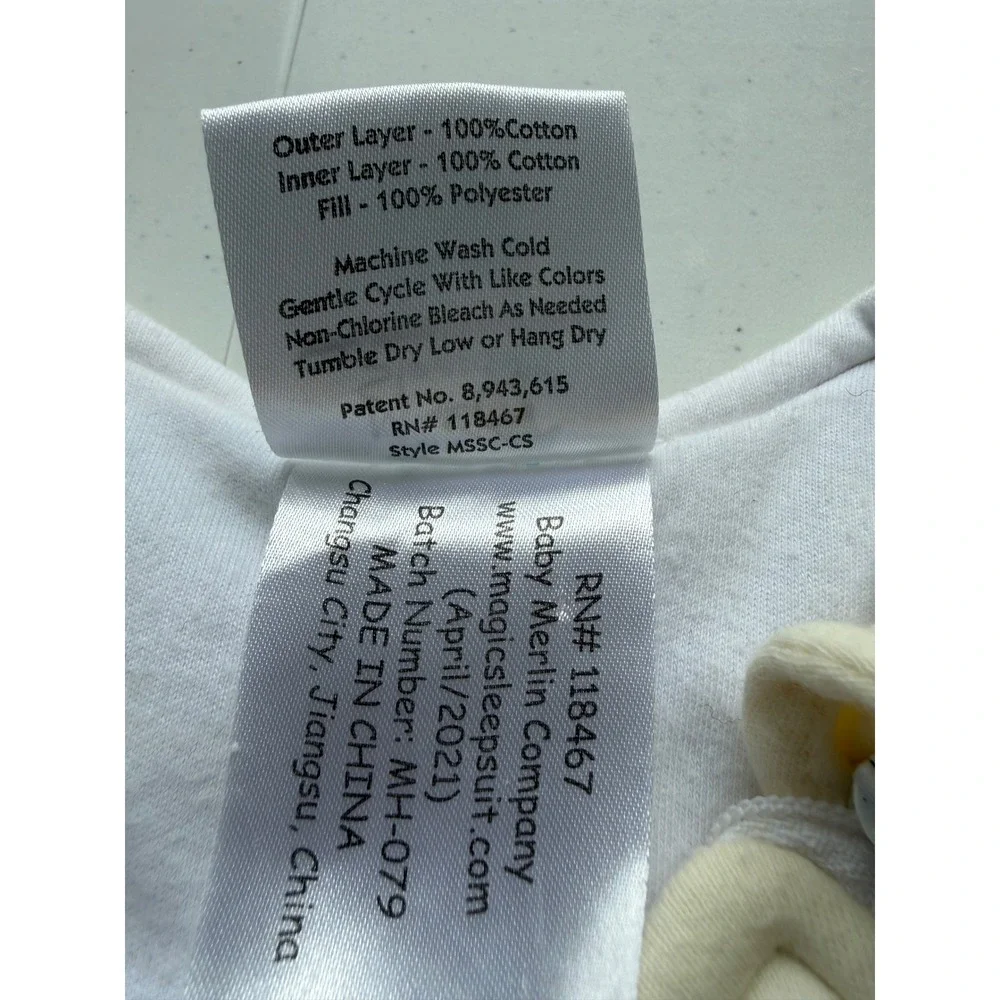 Baby Merlin's Magic Sleep-suit Cream 0-6 M Cotton Fleece Zip Footless Sleepsuit